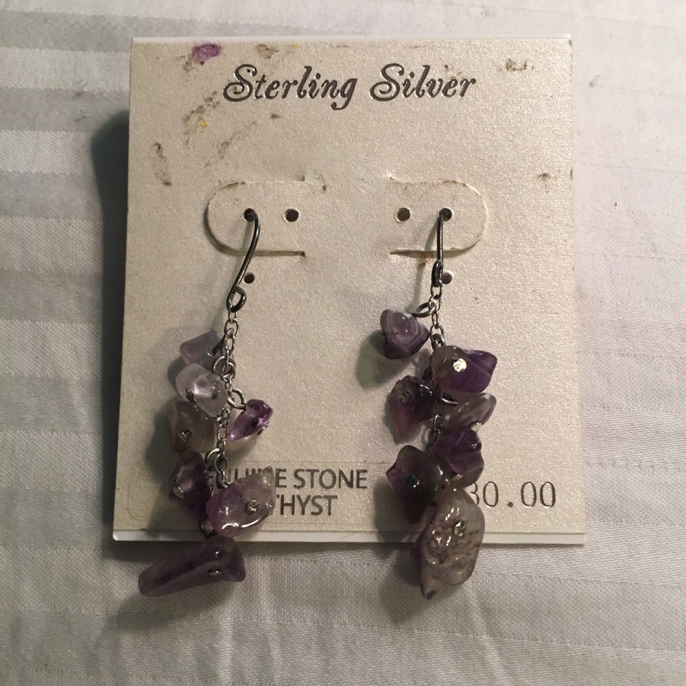 Sterling Silver February birthstone earrings